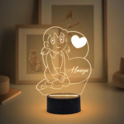 3D Illusion Suzuka Cartoon Night Lamp with Warm White Light Customized with Name Best Gift for Children Girls Boys Gift for Cartoon Lover
